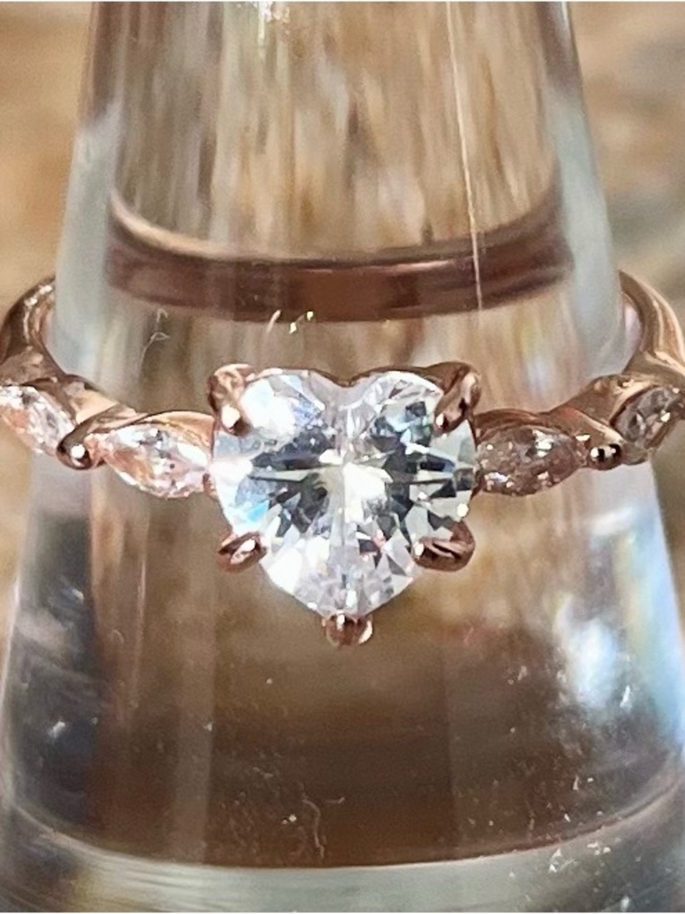 Bomb Party RETRO LoveStruck Heart Solitaire Ring on .925 Sterling RG Plating HTF